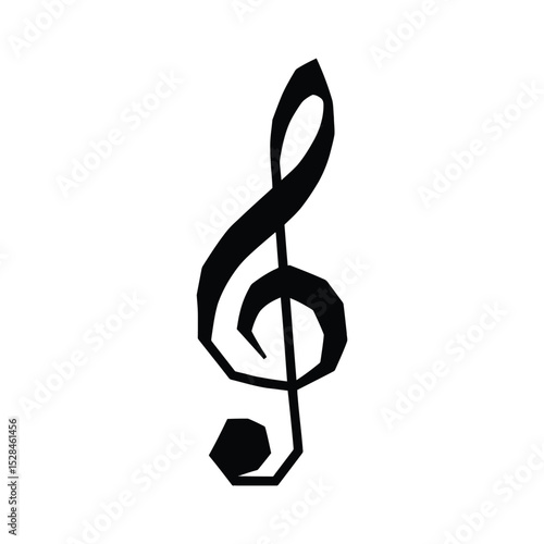 Simple black treble clef musical symbol on white background.