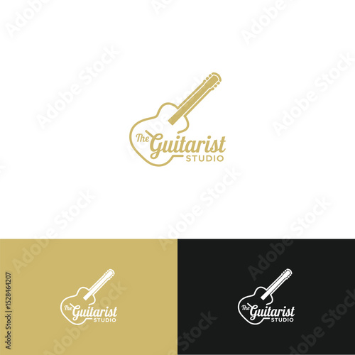 Guitarist logo design template