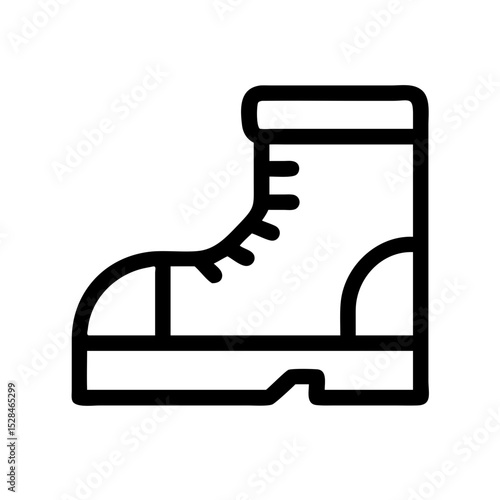 Hiking Boot Outline Variant Icon for Trekking and Outdoor Sports:
A modern outline variant icon of a hiking boot, ideal for trekking, hiking, and outdoor sports branding and promotional materials.
