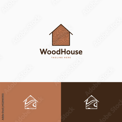 Tableau sur toile Wood house logo design template