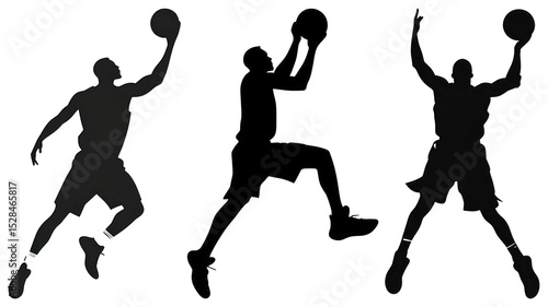 Wallpaper Mural PNG Dynamic basketball player silhouettes, element set on transparent background Torontodigital.ca