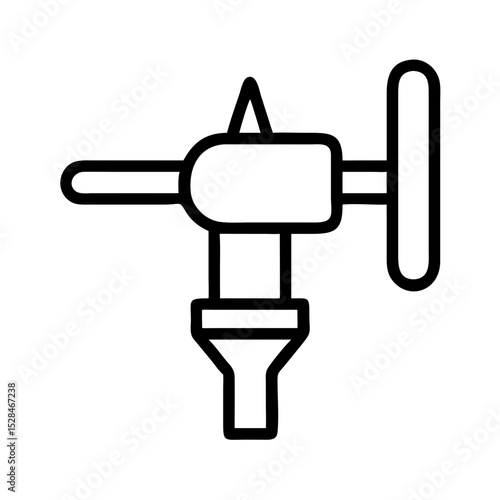 Turning tool illustration in minimal line art style  