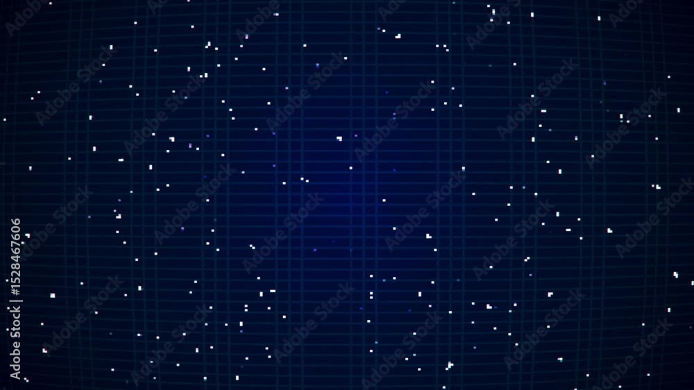 Pixel art 80s Retro sci-Fi background animation. Pixel art 8bit video game Retro wave. Grid and starry space background.
