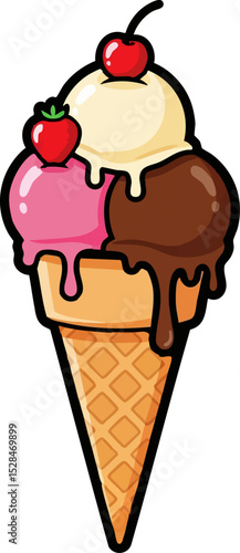 2. Triple Scoop Ice Cream Cone
