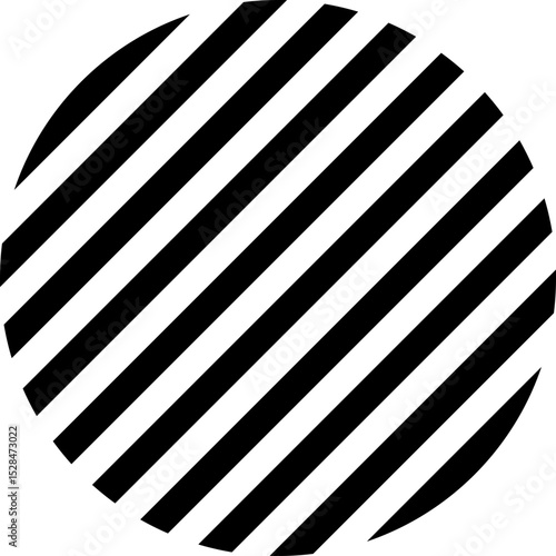 A circular background with medium thickness diagonal black stripes and an empty center.