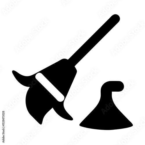 Vector Design of a Witch Hat and Broom in a Simplistic and Bold Style Suitable for Various Uses