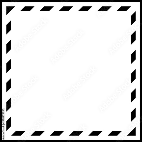 Square background with medium black and empty diagonal stripes, border frame, transparent square center, and black contour for Instagram.