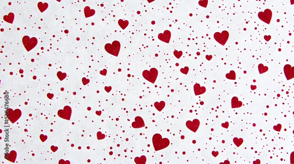 Romantic Red Hearts Scattered Dots Pattern Design Romantic Red Hearts Scattered Dots Pattern Design