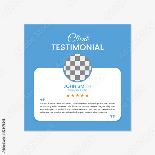 Abstract Client Testimonial Design Template with 5 star review