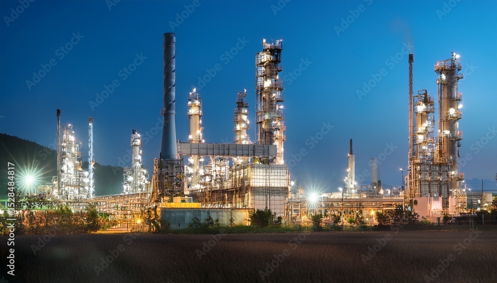 beautiful lighting of oil refinery plant in heavy petrochemical isolated with white highlights beautiful lighting of oil refinery plant in heavy petrochemical isolated with white highlights