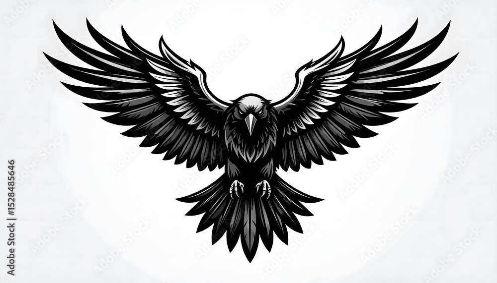 Fototapeta premium Fierce flying crow vector art high resolution photo