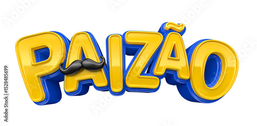 Photography Nome Paizão para o Dia Dos Pais azul e branco em 3d render com fundo transparent