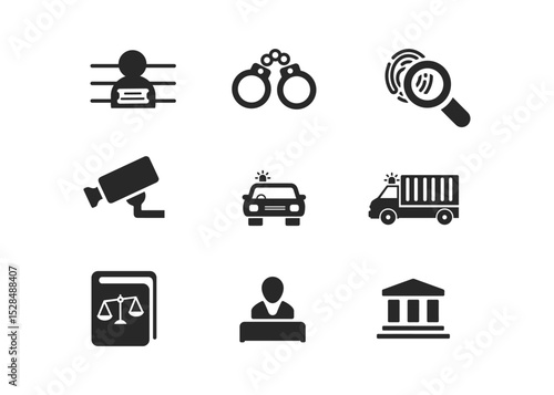 Justice Police Icons Stock Illustration