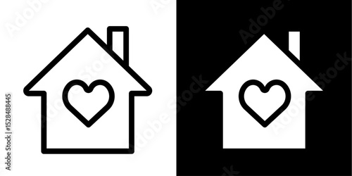 House with Heart Icon: Home Sweet Home & Love