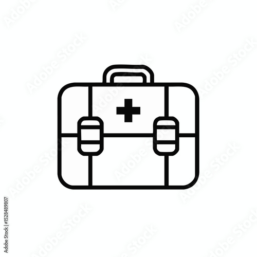 Blackoutlined first aid kit with a cross