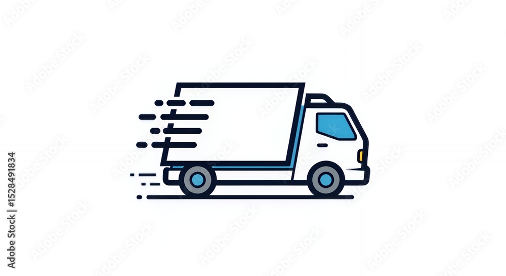 Delivery Truck Moving Fast with Speed Lines on White Background Delivery Truck Moving Fast with Speed Lines on White Background