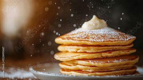 Wallpaper Mural A mouthwatering stack of fluffy pancakes topped with soft butter and a sprinkle of powdered sugar, presenting an inviting and hearty breakfast delight. Torontodigital.ca