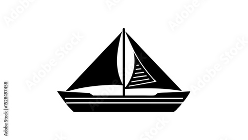 Simple black silhouette sailboat icon graphic