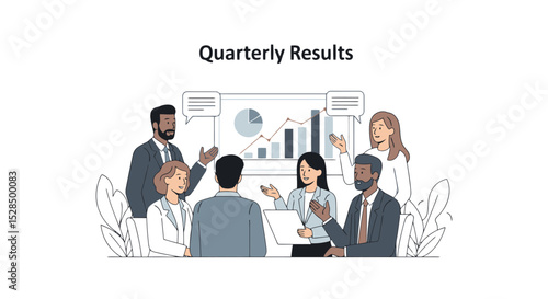 Collaborative Business Review: Team Analyzing Quarterly Results