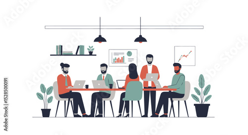 Collaborative Business Meeting: Teamwork and Strategy in Modern Office