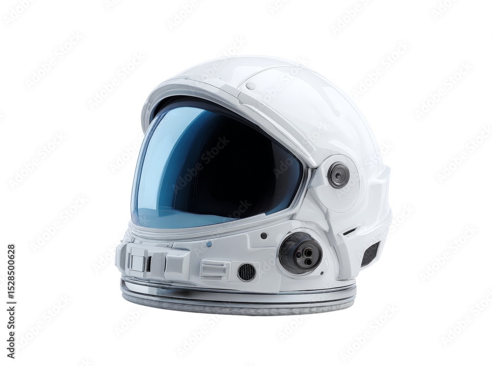 Fototapeta premium Futuristic white astronaut helmet space exploration design, Isolated On Transparent Background