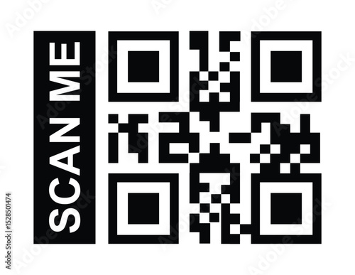 Black and white QR code grid isolated centrally on plain white. Clean, minimalist technical design. Focus solely on functional machine-readable symbol. No atmosphere, lighting effects, or background