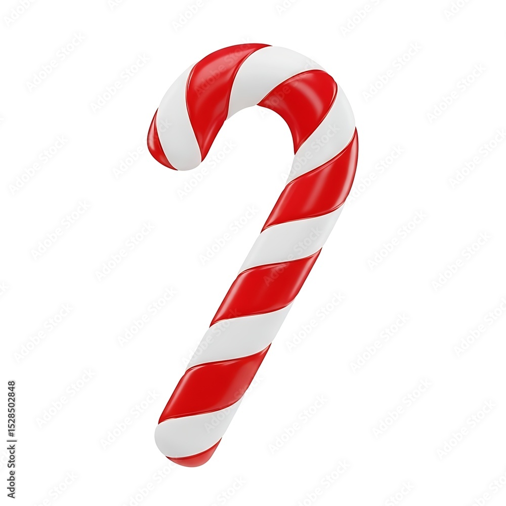 A red and white striped candy cane, a symbol of joy during the holiday season A red and white striped candy cane, a symbol of joy during the holiday season