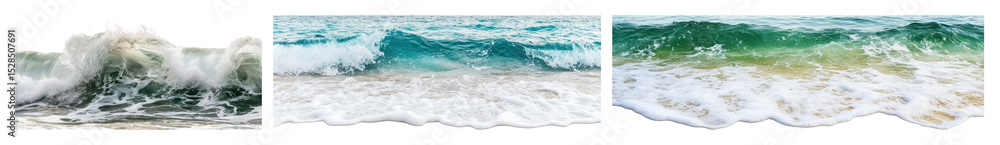 Fototapeta premium PNG Vibrant ocean waves crashing, element set on transparent background