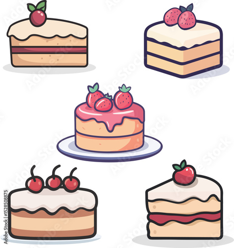 Cartoon cake illustration material
