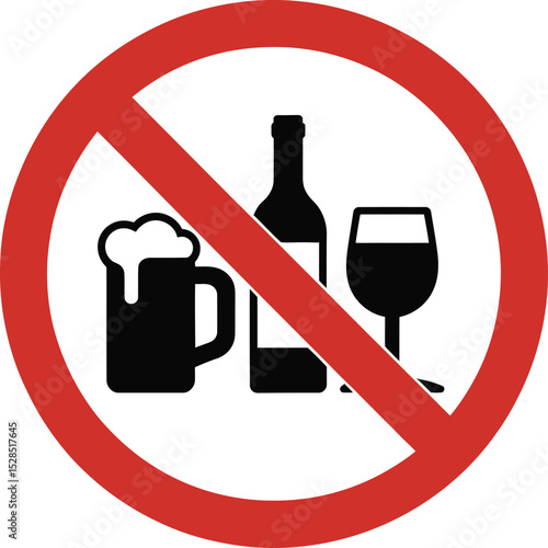No Alcohol Sign - Prohibited Drinks Symbol