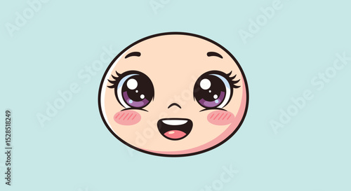 Cute Chibi Face with Big Purple Eyes