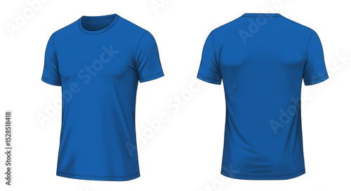 Royal blue mens t shirt template front and back view isolated on white background