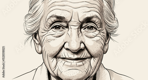 Close-up Portrait of an Elderly Mature Woman