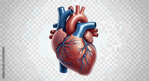 Detailed Illustration of a Human Heart Anatomy