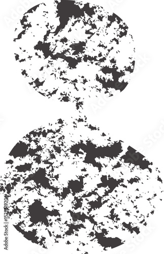 Abstract, black, curved shape with a textured, charcoal-like, smashed effect.