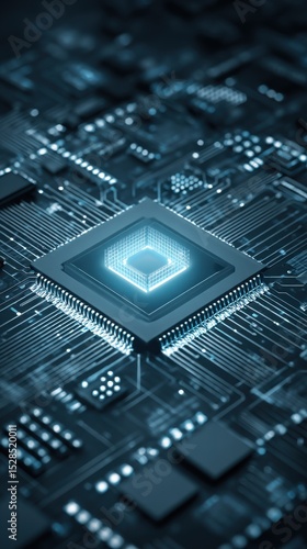 A computer chip is shown in a close up