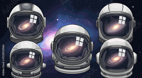 Reflection of Space on Astronaut's Helmet Visors
