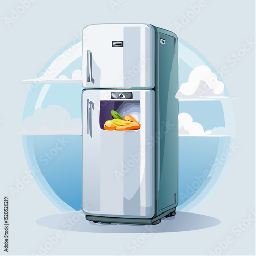 単身向け小型冷蔵庫ベクターイラスト