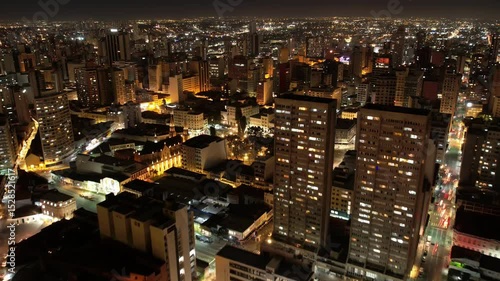 Aerial Night Hyperlapse of Curitiba Brazil – Urban Motion and Historic Center Lights