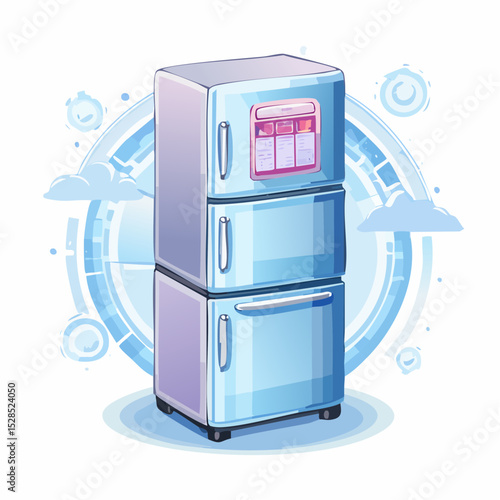 単身向け小型冷凍庫ベクターイラスト