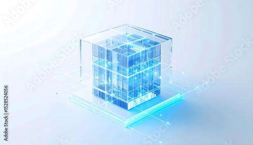 A modular quantum processor sculpture with translucent glass-like geometric modules