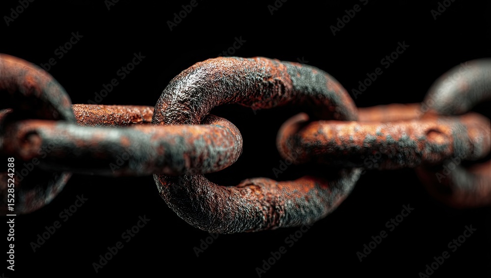 Rusty Chain Link Closeup Against Dark Background Rusty Chain Link Closeup Against Dark Background