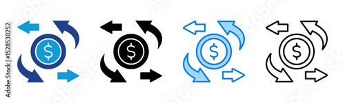 Cashflow icon sheet multiple style collection