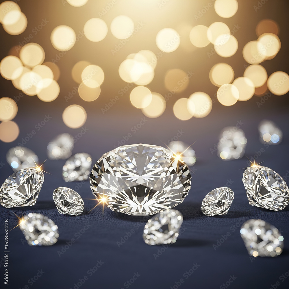 Elegant Luxury Background with Diamonds and Golden Bokeh Lights Elegant Luxury Background with Diamonds and Golden Bokeh Lights