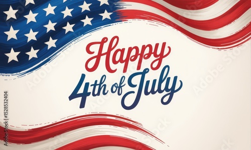 Happy 4th of july american flag greeting card design