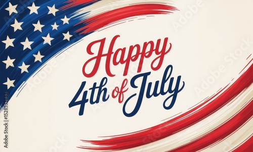 Patriotic american flag design with happy fourth of july text