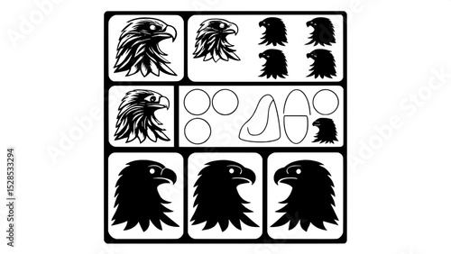 “Design a children’s educational worksheet on birds of prey using simplified eagle silhouettes from the vector pack.”




