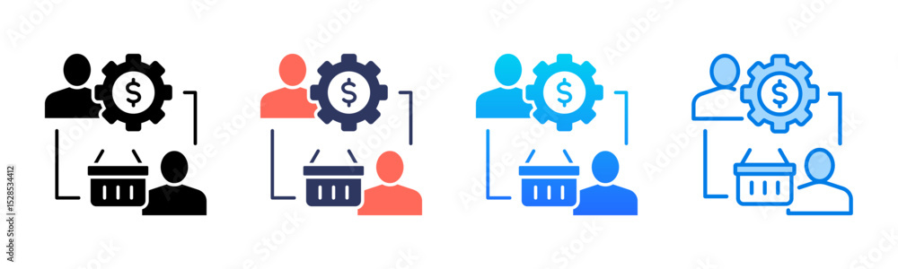 Business To Consumer icon sheet multiple style collection Business To Consumer icon sheet multiple style collection