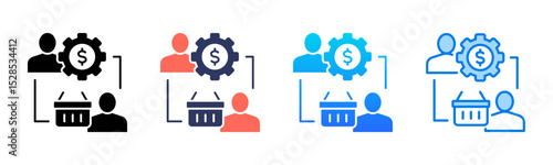 Business To Consumer icon sheet multiple style collection