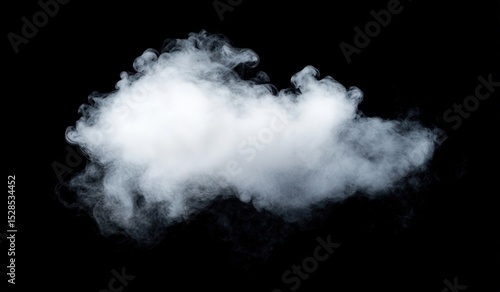 Abstract White Smoke Cloud Against Black Background